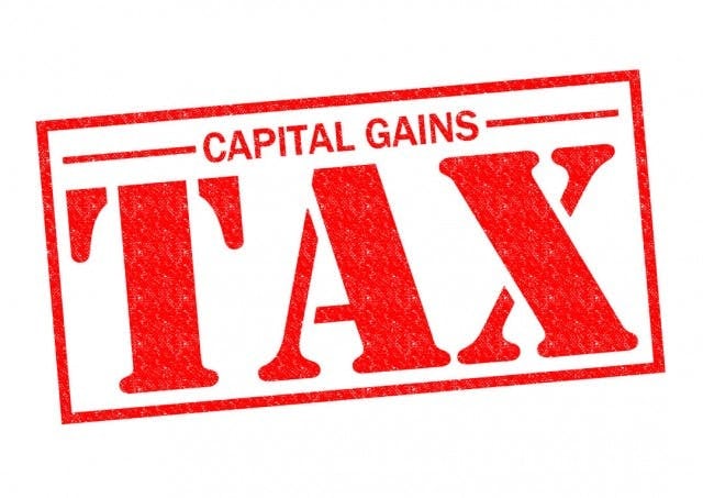 A red stamp over a white background reading Capital gains tax
